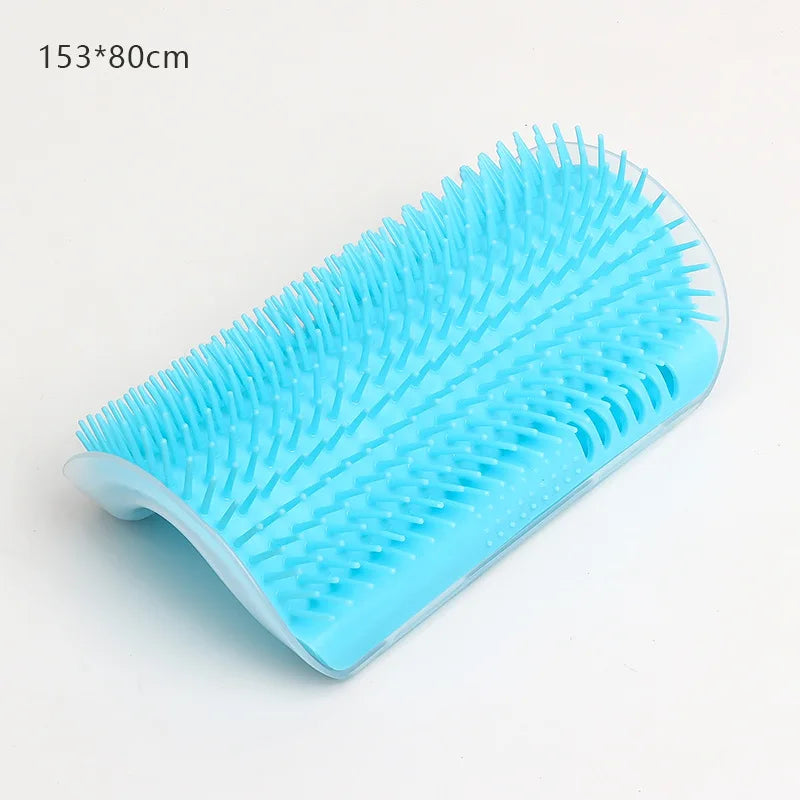 Blue grooming brush on a white background
