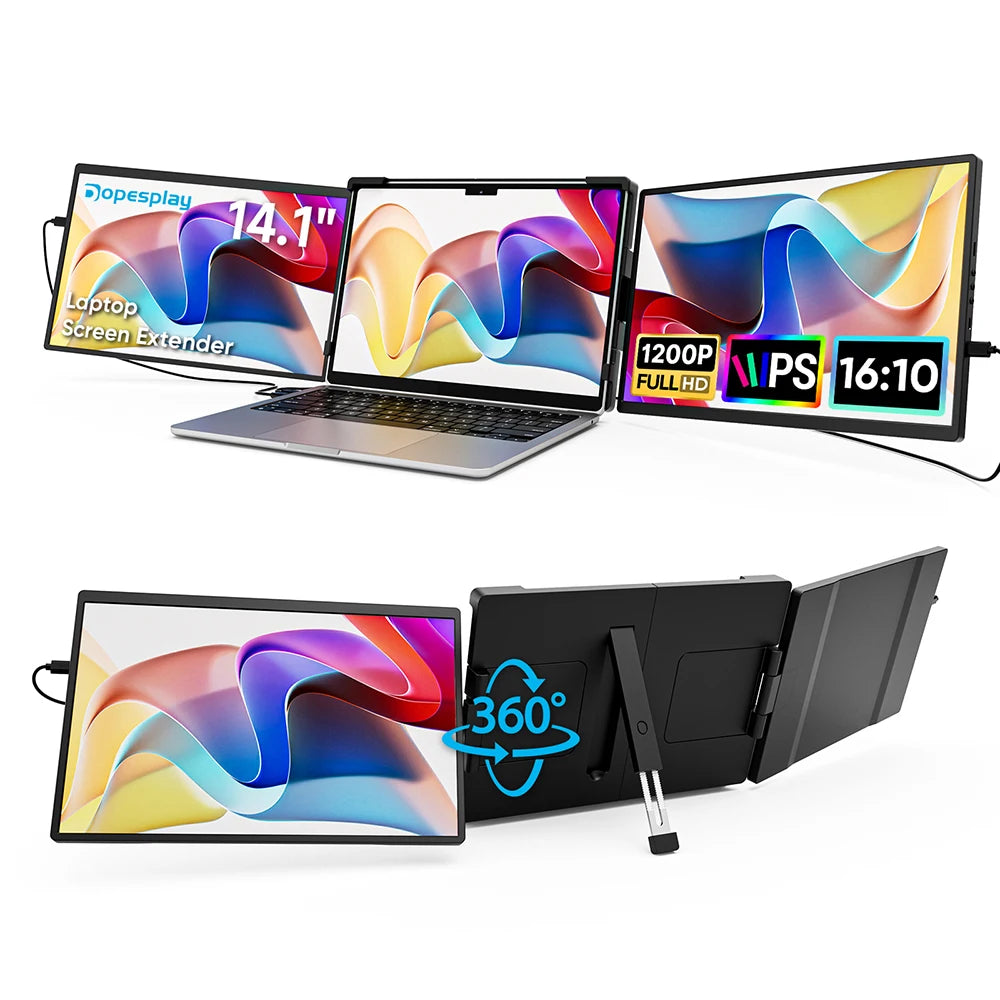 Monitor portátil Dopesplay™ de 14,1 pulgadas | Extensor de pantalla dual IPS FHD de 1200P para PC, Switch, juegos, Mac y portátil