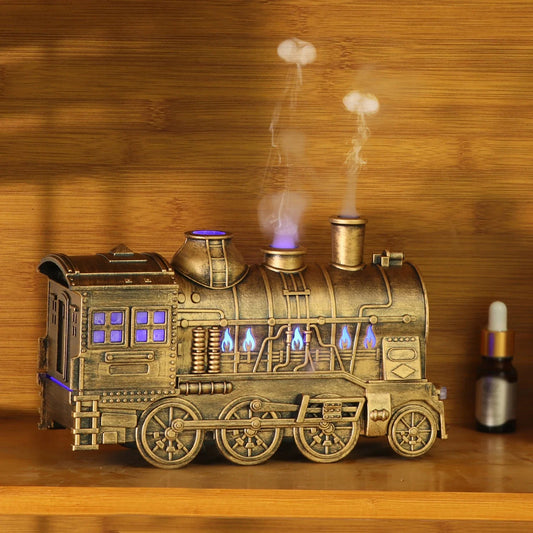 Mini Train Shape Aromatherapy Essential Oil Diffuser Ultrasonic Cool Mist Humidifier with LED Lamp