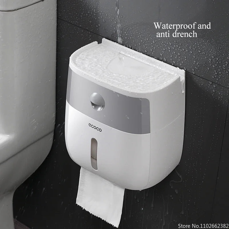 Portable Toilet Paper Holder – Waterproof Double Layer Dispenser for Bathroom Storage