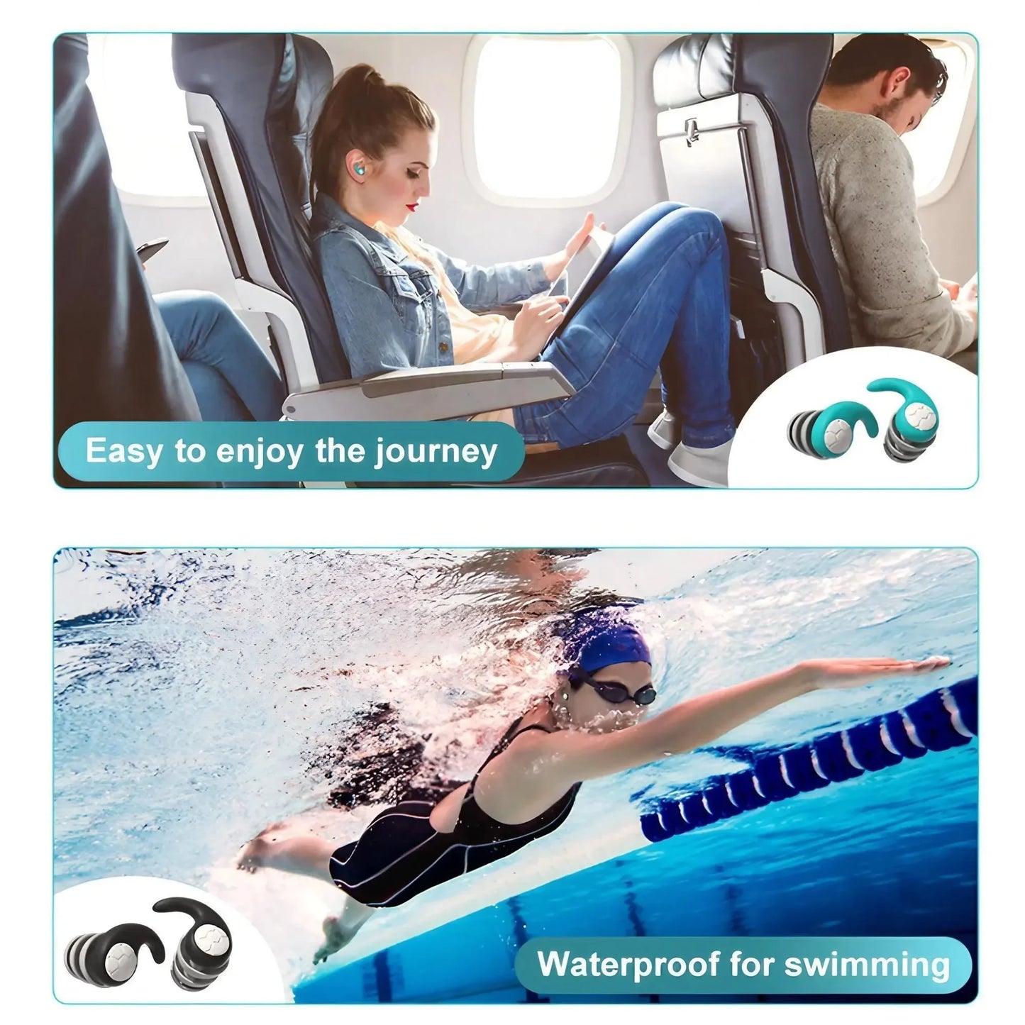 Soft Silicone Noise-Canceling Earplugs for Sleep & Swimming