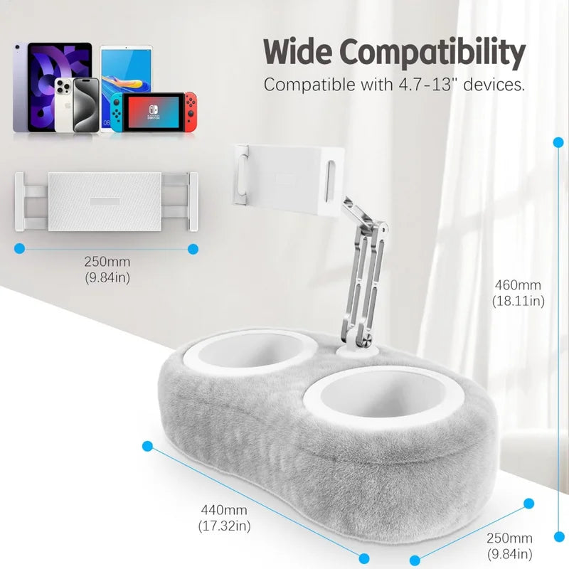 ComfyStand™ | Adjustable Tablet Pillow Stand with Snack Bowls | Compatible with 4.7"-13" Tablets, iPads, and iPhones