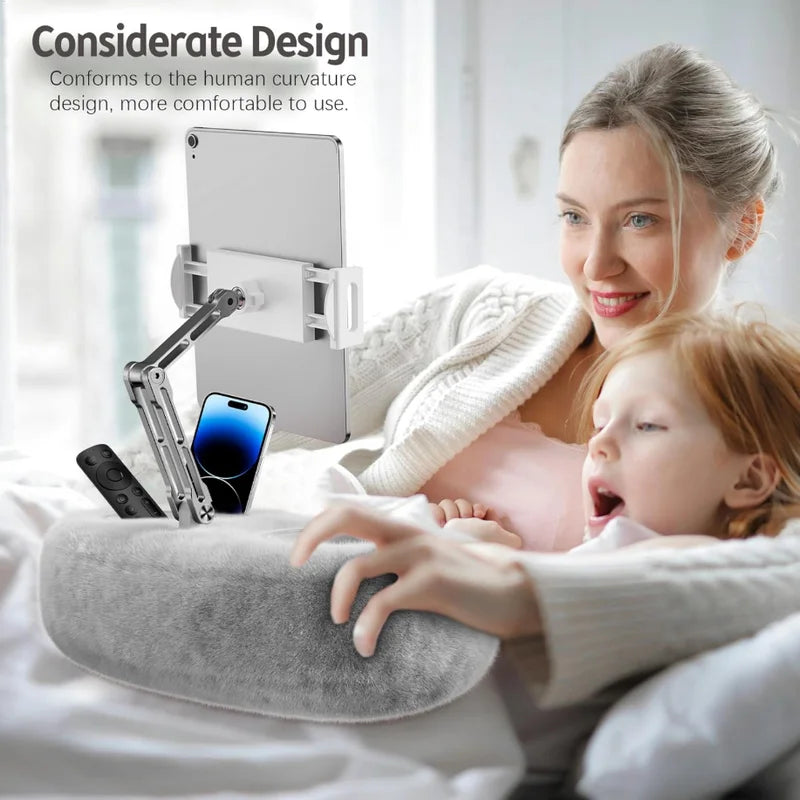 ComfyStand™ | Adjustable Tablet Pillow Stand with Snack Bowls | Compatible with 4.7"-13" Tablets, iPads, and iPhones