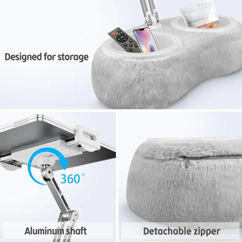 ComfyStand™ | Adjustable Tablet Pillow Stand with Snack Bowls | Compatible with 4.7"-13" Tablets, iPads, and iPhones
