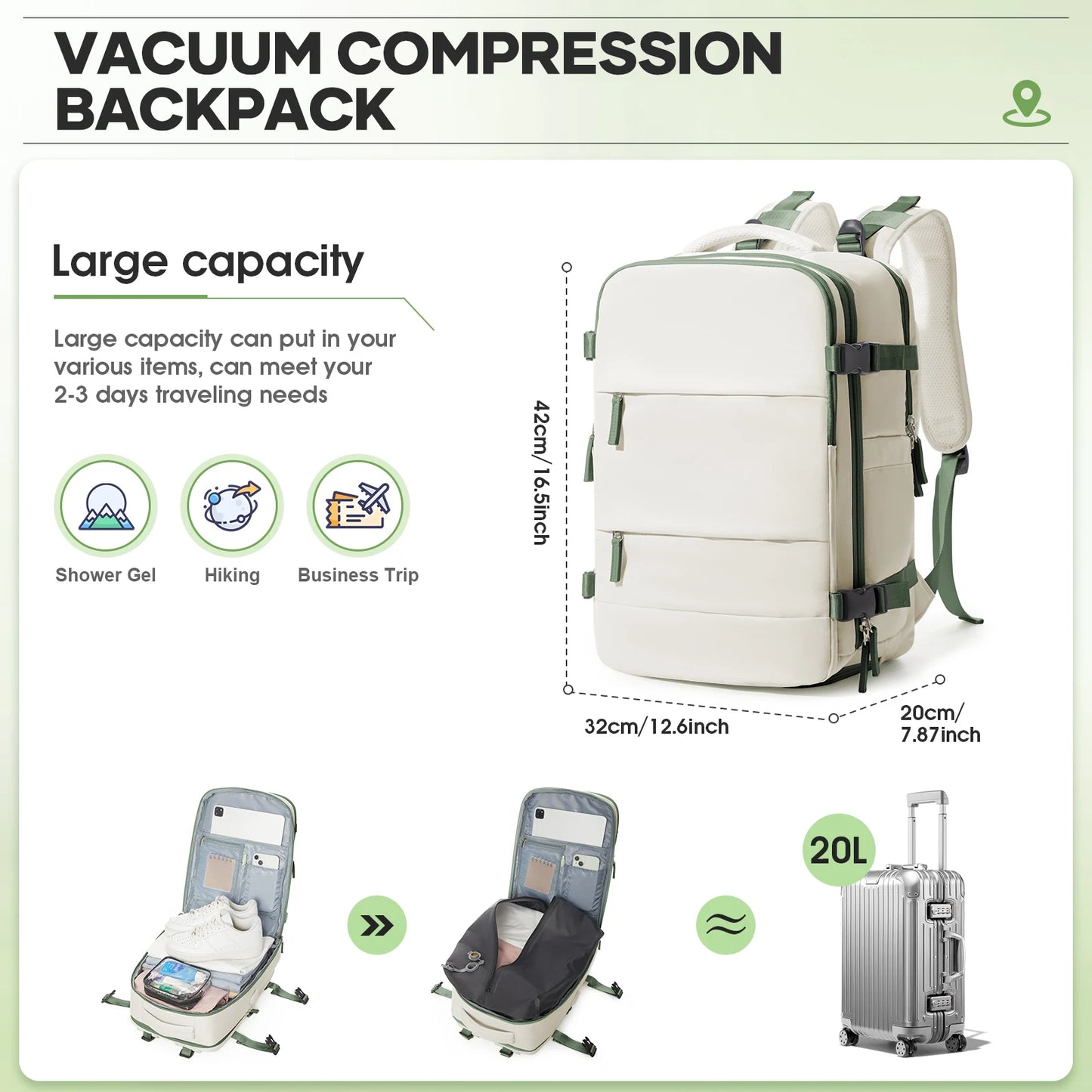 VacPack Pro 60L Compression Travel Backpack with Pump
