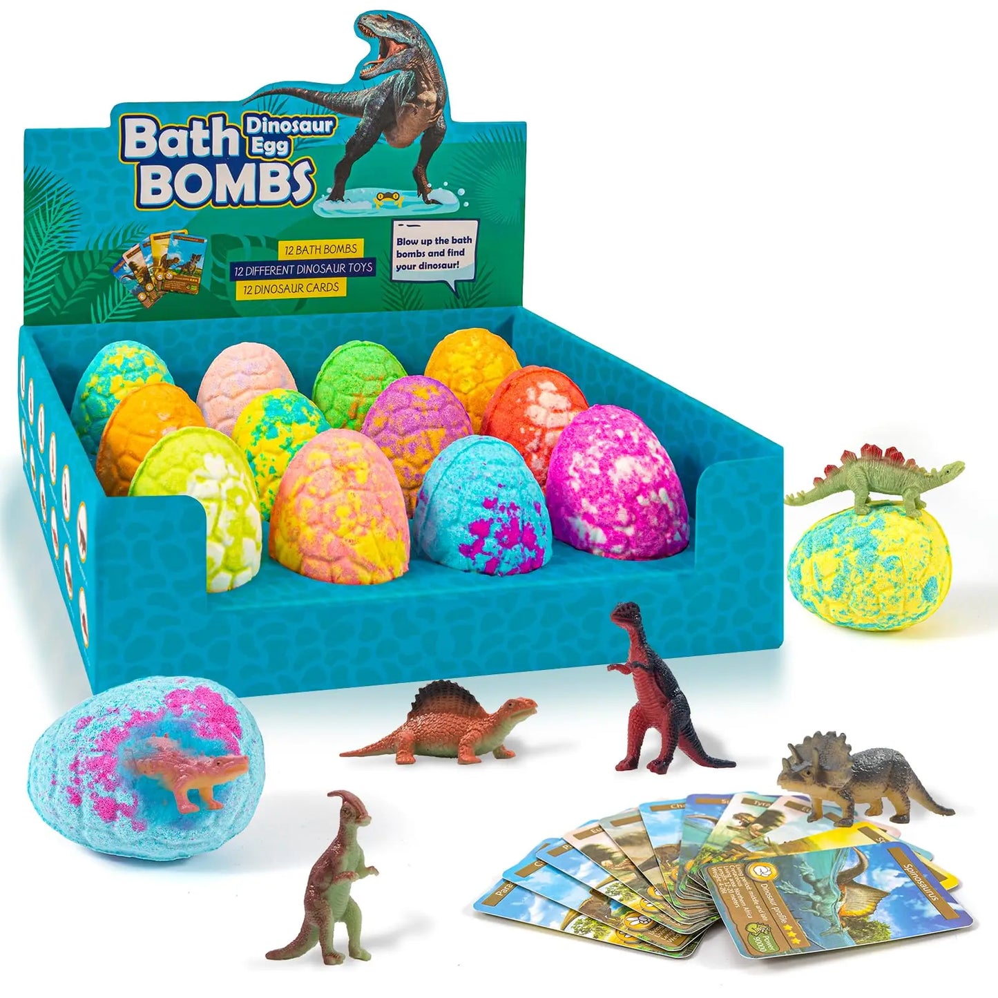 Dinosaur Kids Bath Bombs (12 Pack with Surprise Toys)