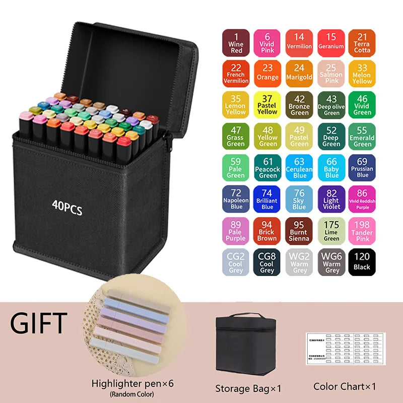 Alcohol-Based Dual Tip Art Markers for Sketching and Illustration
