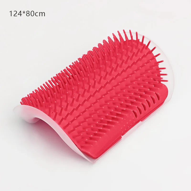 Red silicone mat with textured surface on a white background Cat Massage & Hair Removal Corner Brush