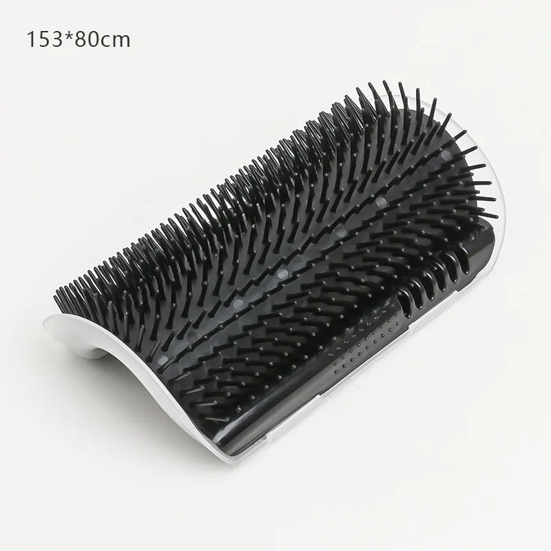 Black brush with bristles on a white background Cat Massage & Hair Removal Corner Brush