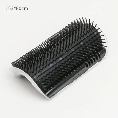 Black brush with bristles on a white background Cat Massage & Hair Removal Corner Brush