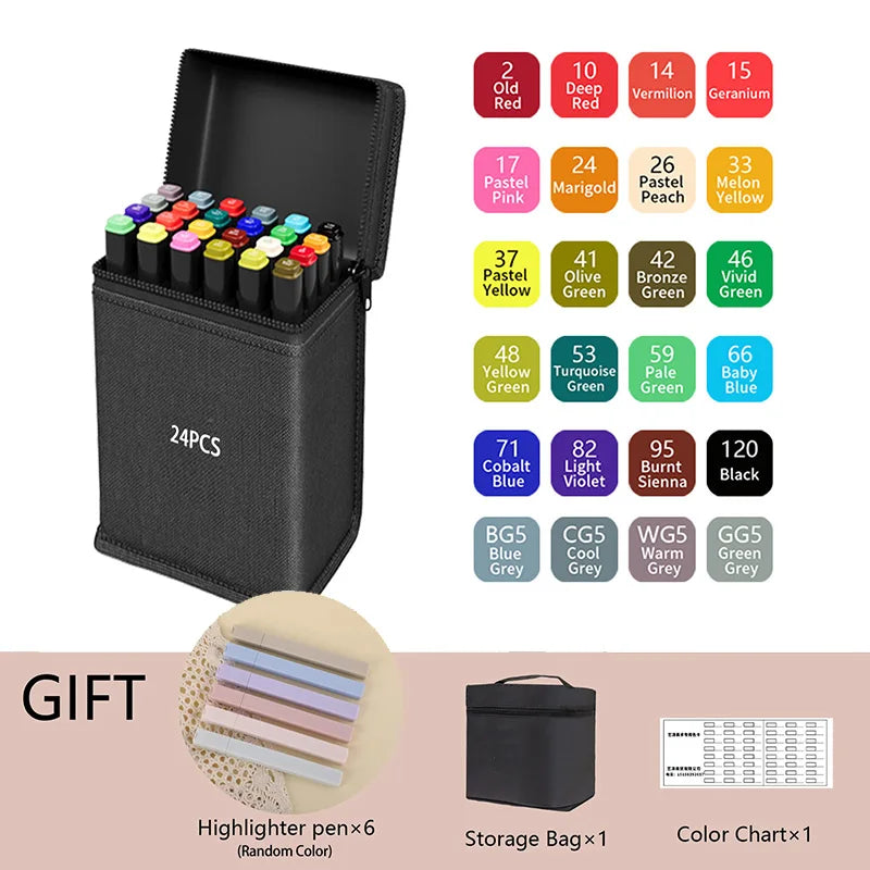 Alcohol-Based Dual Tip Art Markers for Sketching and Illustration
