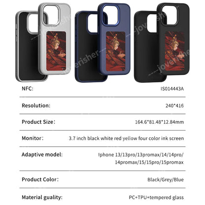 SmartPrint™ NFC DIY Cartoon Ink Phone Case – Customizable iPhone 16/15/14/13 Pro Max Case with Screen Protection